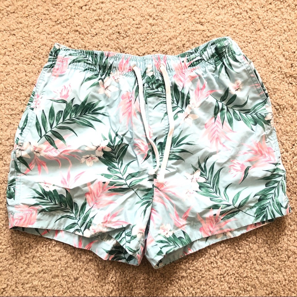 H&M Mens Small Floral Swim Trunks